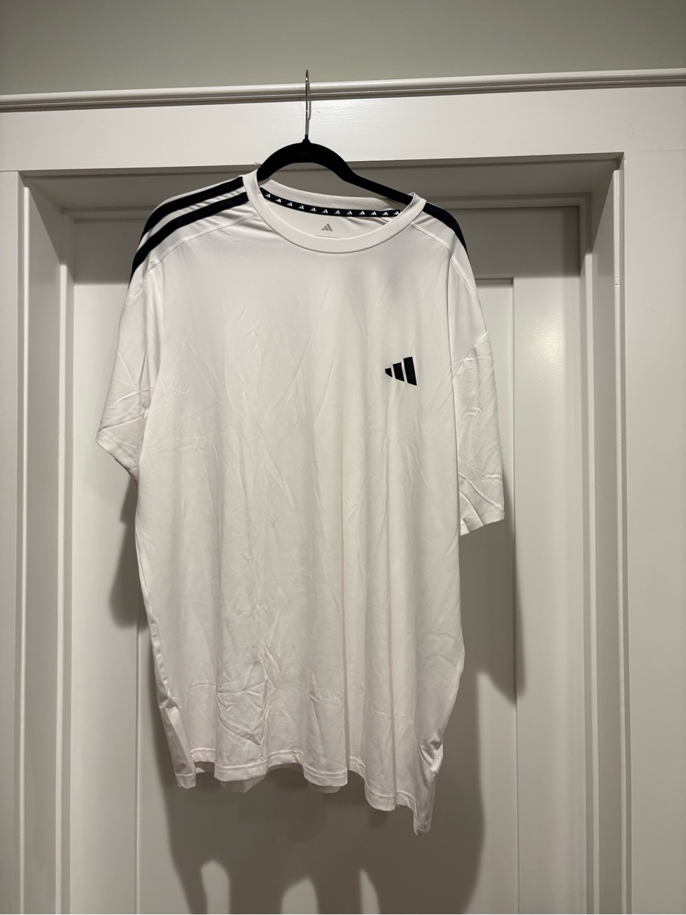 NEW Adidas Men’s White Performance Tee with Black Accents - 2XL